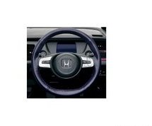 ホンダ フィット【商品仕様要確認】　ステアリングホイールカバー(合皮製)【ネイビー×ボルドーピンクステッチ】の通販は 10,189円