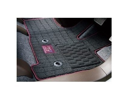 ホンダ エヌワゴン【JH3/JH4-100 JH3/JH4-200】　フロアカーペットマット(ボルドーピンク縁取り)(４ＷＤ車用)【ブラック】