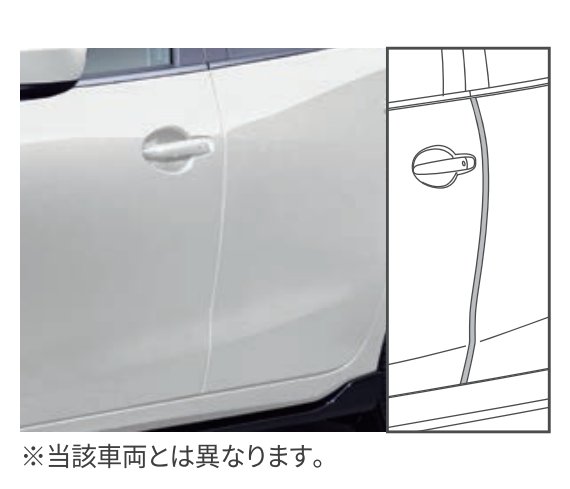 純正アクセサリー　マツダ　MAZDA2　DJ　R05.03〜　ドアエッジモール　ソウルレッドクリスタルM　C912V3150PR