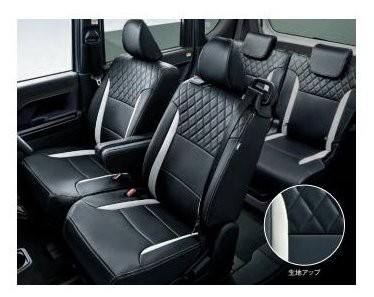 SUBARU CHIFFON　スバル シフォン【LA650F LA660F】　プレミアムシートカバー【ブラック／ホワイト】[08220F2657]