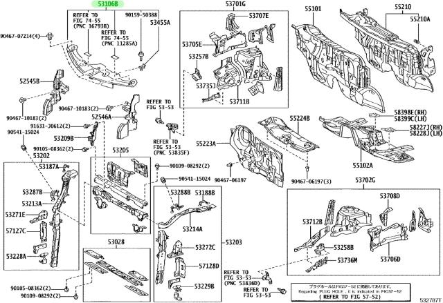TOYOTA (トヨタ) 純正部品 COVER SUB-ASSY RADIATORラジエータグリル品番 53106-58030