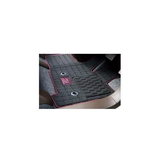 ホンダ エヌワゴン【JH3/JH4-100 JH3/JH4-200】　フロアカーペットマット(ボルドーピンク縁取り)(４ＷＤ車用)【ブラック】