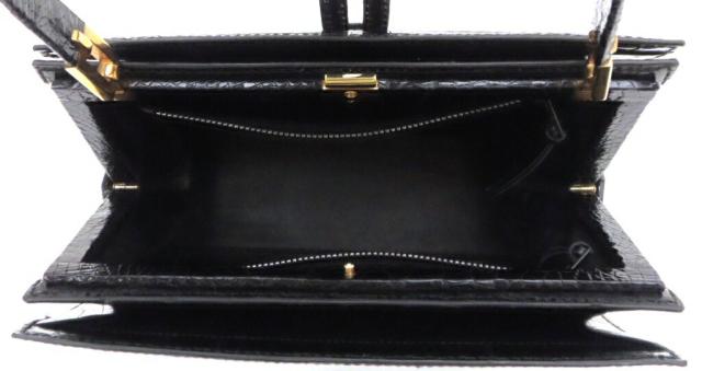 モラビト MORABITO ハンドバッグ クロコダイル 黒 【中古】(56274)の