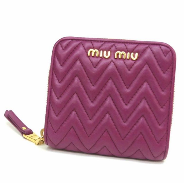 miumiu 二つ折り財布 ﾗｳﾝﾄﾞﾌｧｽﾅｰ ﾋﾟﾝｸﾊﾟｰﾌﾟﾙ 【中古】(57851)