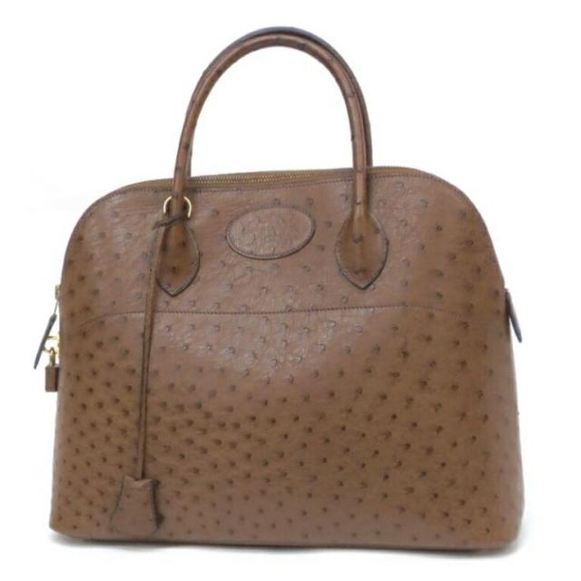 エルメス HERMES ハンドバッグ ボリード35 □C刻印 茶 オーストリッチ 【中古】(57917)