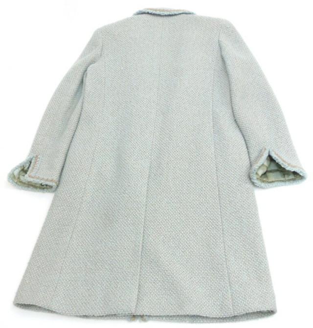 ｼｬﾈﾙ CHANEL ﾐｯｸｽﾂｲｰﾄﾞﾛﾝｸﾞｺｰﾄ 00A ﾗｲﾄﾌﾞﾙｰ×ﾍﾞｰｼﾞｭ ｳｰﾙ78％、ｼﾙｸ22％ 【中古】(58228)_2