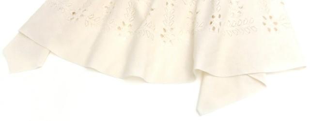 シャネル CHANEL ロングフレアスカート 2021花柄 透かし編み アイボリー ｼﾙｸ55％、ｺｯﾄﾝ45％ 【中古】(58879)_3