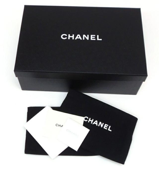CHANEL ラウンドトゥパンプス グログラン フェイクパールボタン ココマーク ベージュ×黒 ﾚｻﾞｰ 37・1/2 【中古】(60091)_9