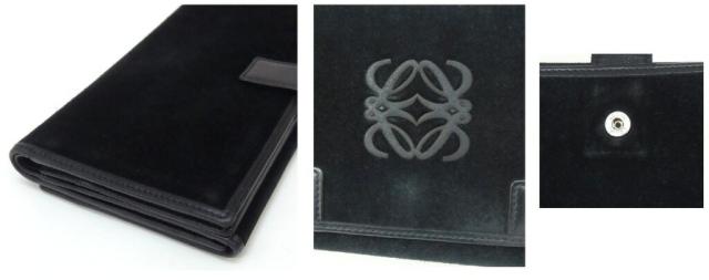 ﾛｴﾍﾞ LOEWE 長財布 ｱﾅｸﾞﾗﾑ 黒 ﾚｻﾞｰ×ｽｴｰﾄﾞ 【中古】(60893)