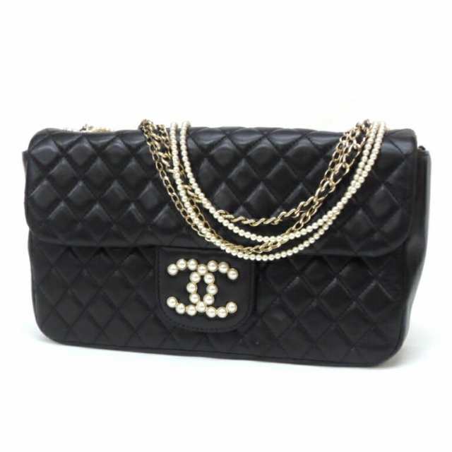 シャネル CHANEL ショルダーバッグ ウエストミンスター マトラッセ フェイクパールチェーン 黒 【中古】(61067)の通販は