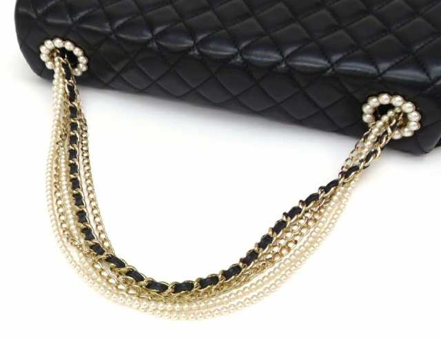 シャネル CHANEL ショルダーバッグ ウエストミンスター マトラッセ フェイクパールチェーン 黒 【中古】(61067)の通販は