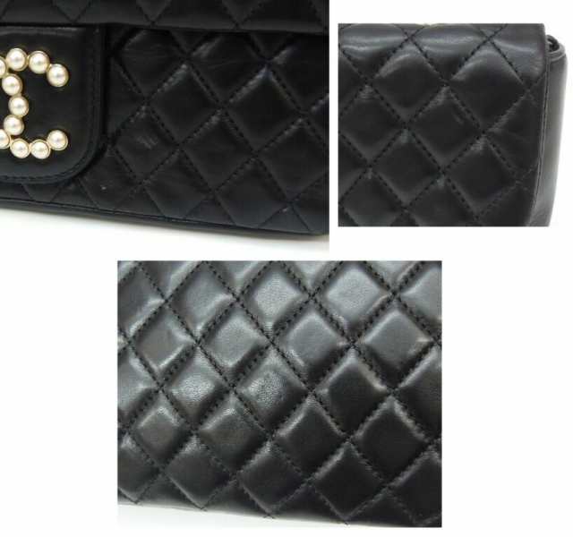 シャネル CHANEL ショルダーバッグ ウエストミンスター マトラッセ フェイクパールチェーン 黒 【中古】(61067)の通販は