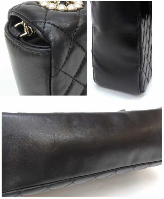 シャネル CHANEL ショルダーバッグ ウエストミンスター マトラッセ フェイクパールチェーン 黒 【中古】(61067)の通販は