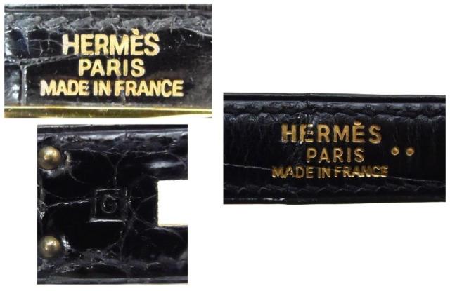 エルメス HERMES ハンドバック ケリー28 外仕立てもの G金具 □G目じるし 黒 クロコダイル アリゲーター 【中古】(61298)