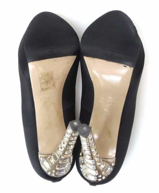 ﾐｭｳﾐｭｳ miumiu ﾋﾞｼﾞｭｰ付きｵｰﾌﾟﾝﾄｩﾊﾟﾝﾌﾟｽ 黒 38 【中古】(61620)｜au PAY マーケット