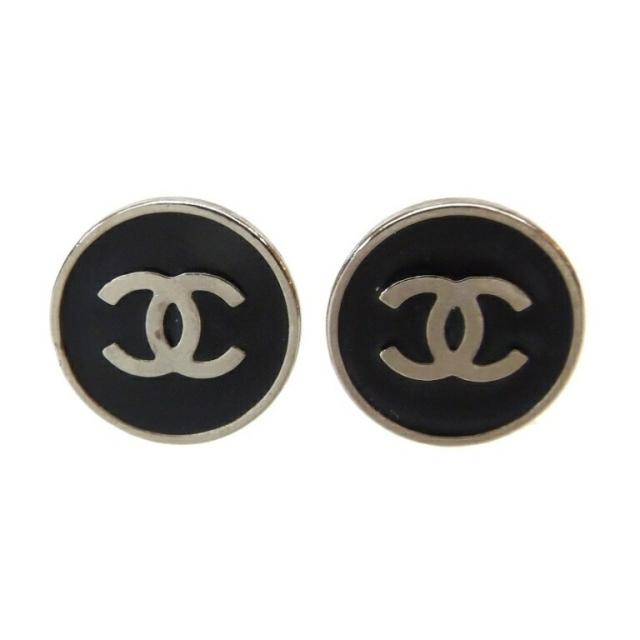 シャネル CHANEL イヤリング ココマーク 04V 黒×シルバー 【中古 