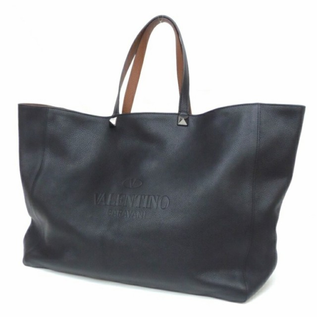 VALENTINO GARAVANI リバーシブル トートバッグ 黒×茶 レザー 【中古】(61852)の通販は 90,750円