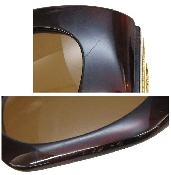ジャンニヴェルサーチ GIANNI VERSACE 黒眼鏡 べっ甲柄 メデューサ 赤銅色 【中古】(61904)