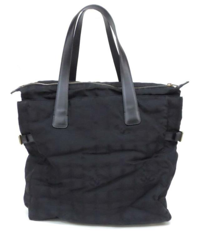 CHANEL ﾄｰﾄﾊﾞｯｸﾞ ﾆｭｰﾄﾗﾍﾞﾙﾗｲﾝ A15825 黒 ﾅｲﾛﾝ×ﾚｻﾞｰ 【中古】(62069)_1