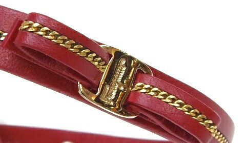 ﾌｪﾗｶﾞﾓ Ferragamo ﾌﾞﾚｽﾚｯﾄ ｳﾞｧﾗﾘﾎﾞﾝ 赤 ｶｰﾌﾚｻﾞｰ 15.5、17.5cm 【中古 ...