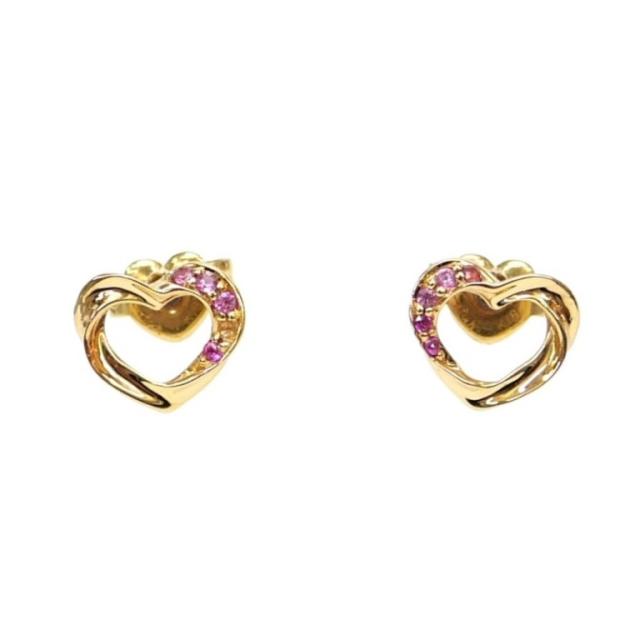 新品】K18YG ハート ピアス 新品]K18YGイエローゴールド金4mm