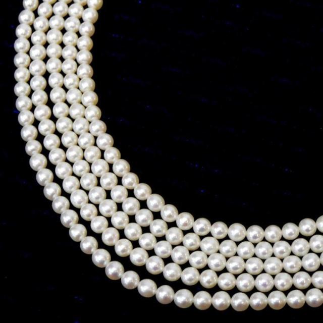 田崎 TASAKI 5連パールネックレス SV金具 真珠 【中古】(64886