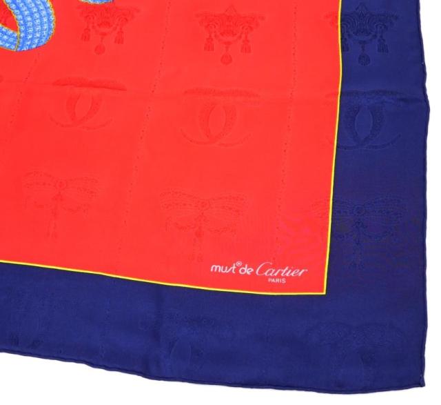 カルティエ Cartier スカーフ マストドゥカルティエ 赤 シルク100