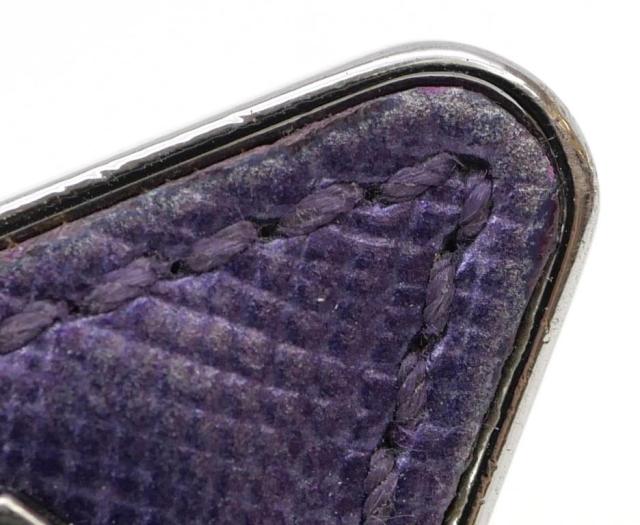 プラダ PRADA キーホルダー トライアングル キーリング チャーム パープル サフィアーノ/メタル 【中古】(65507)_8