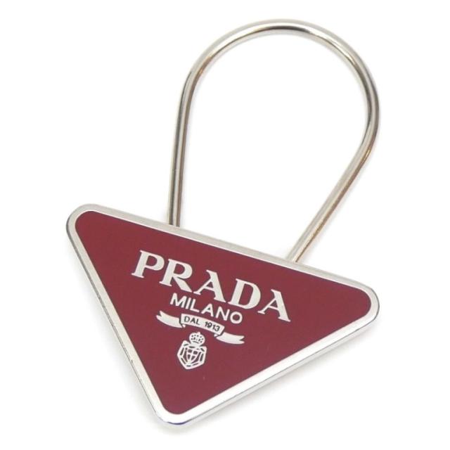 プラダ PRADA キーホルダー トライアングル キーリング チャーム パパイヤ（赤） メタル 【中古】(65512)の通販は