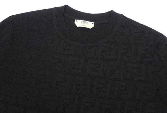 フェンディ FENDI 半袖クルーネックセーター ニット ズッカ FZY934ABWQ 黒 【中古】(65578) フェンディ FENDI 半袖クルーネックセーター ニット ズッカ