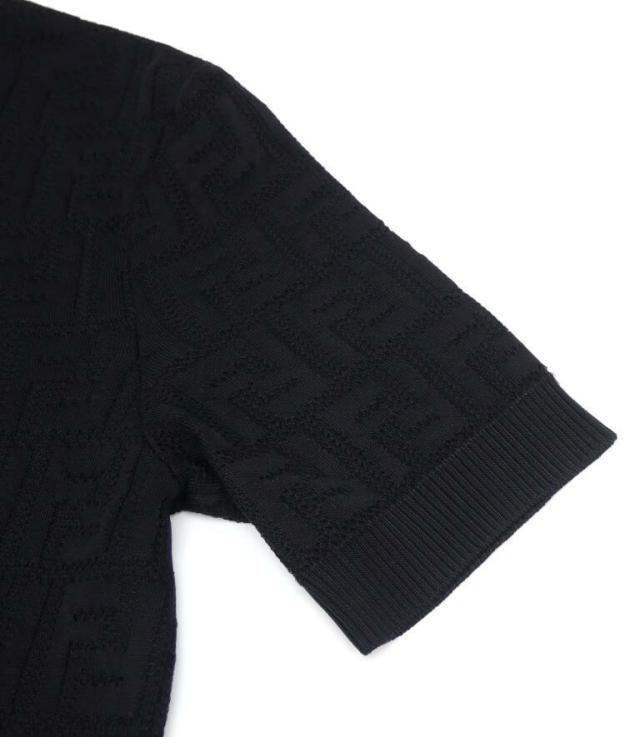 フェンディ FENDI 半袖クルーネックセーター ニット ズッカ FZY934ABWQ 黒 【中古】(65578) フェンディ FENDI 半袖クルーネックセーター ニット ズッカ