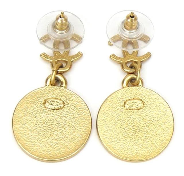 シャネル CHANEL ピアス ココマーク スターモチーフ 星 01P 黒 【中古 