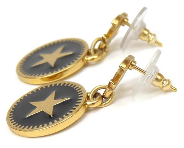 シャネル CHANEL ピアス ココマーク スターモチーフ 星 01P 黒 【中古