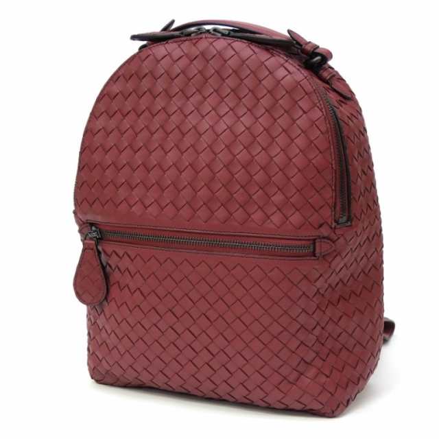 ボッテガ・ヴェネタ BOTTEGA VENETA リュック バックパック イントレチャート ボルドー レザー 【中古】(65774)