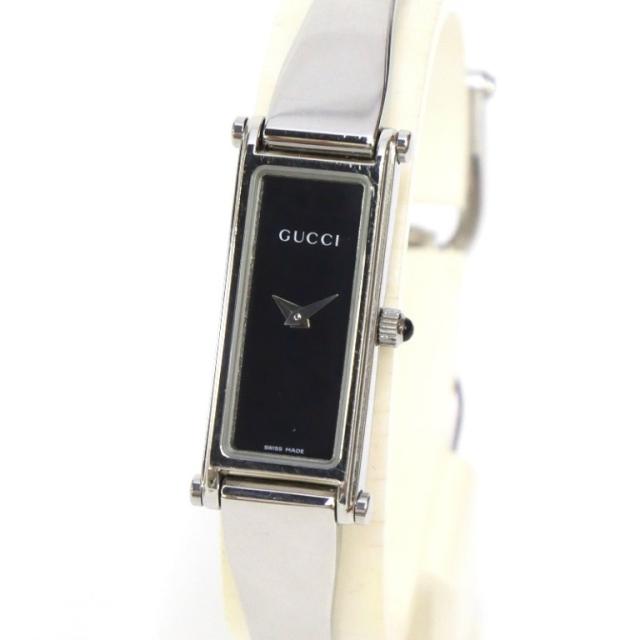 グッチ GUCCI レディースウォッチ 腕時計 クオーツ 1500L 黒盤 ステンレススチール 【中古】(66036)