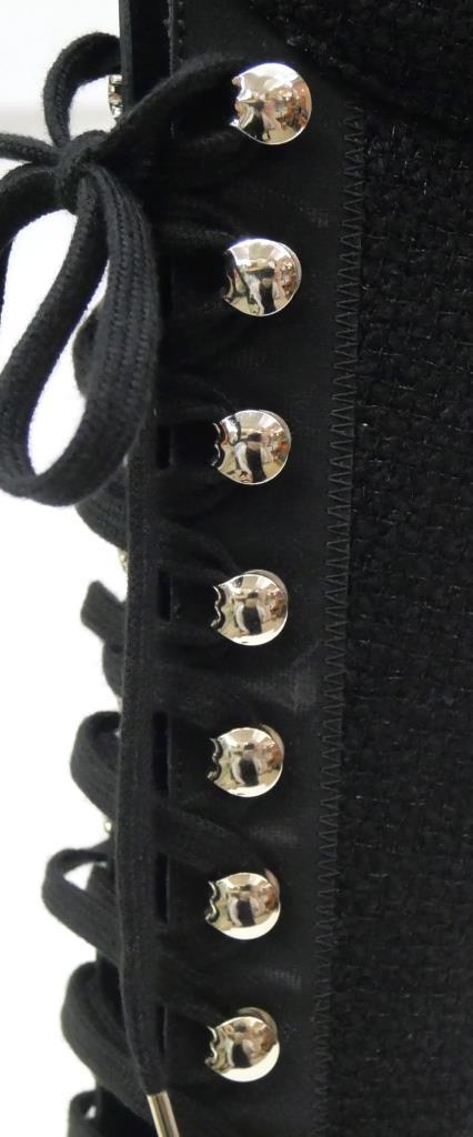 シャネル CHANEL ロング スニーカーブーツ 編み上げ 黒 36 【中古】(66386)_16