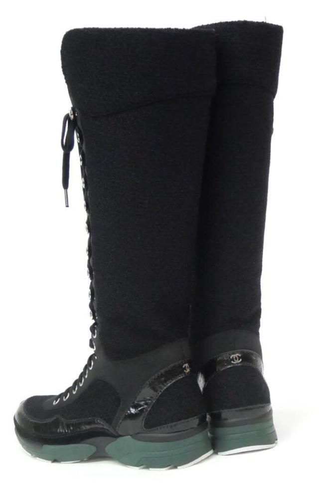 【CHANEL】シャネル ロングブーツ 黒 CHANEL シャネル ロングブーツ ココマーク レザー ブラック 36 1/2C