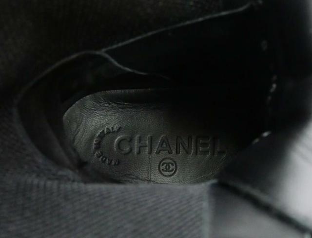 シャネル CHANEL ロング スニーカーブーツ 編み上げ 黒 36 【中古】(66386)_5