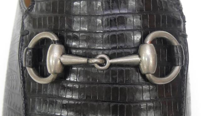 グッチ GUCCI ホースビット レザー スリッパ イニシャル入り リザード