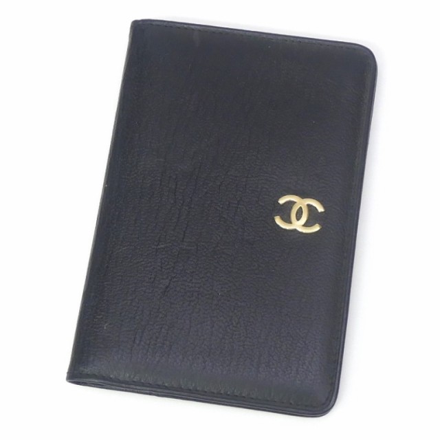 シャネル CHANEL 手帳カバー ミニ ココマーク 黒 カーフレザー 【中古】(66466)