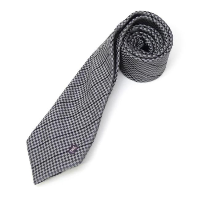 ルイ・ヴィトン LOUISVUITTON クラヴァット・エク M74147 グレー シルク100％ 【中古】(66745)