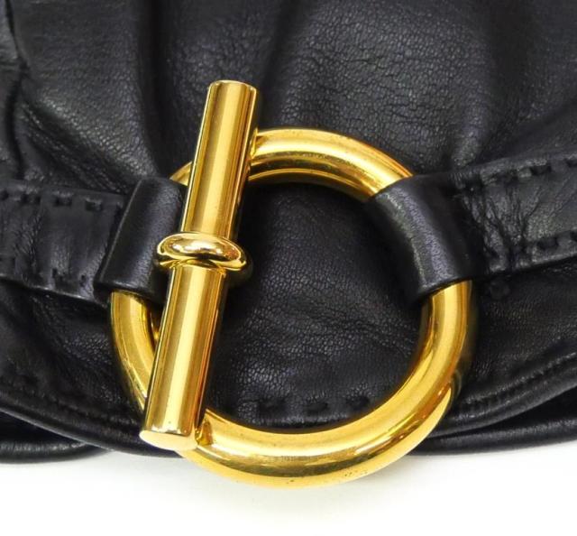 エルメス HERMES レザーグローブ G金具 黒 ラムレザー 【中古】(66998)_5