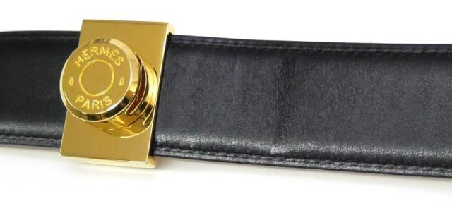 エルメス HERMES セリエ レザーベルト リバーシブル 70cm □B刻印 黒×ブラウン 【中古】(67000)_9