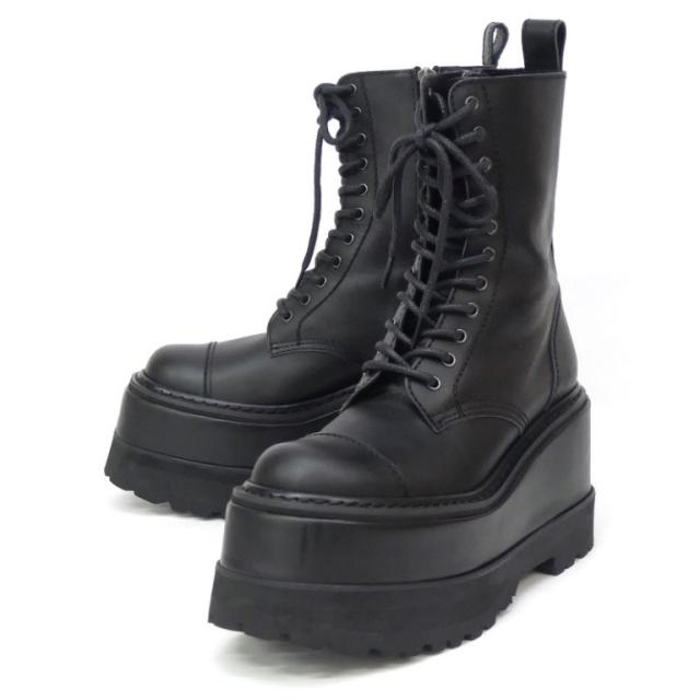 美品　ジュンヤワタナベコムデギャルソン　レザーブーツ　ブラックS　レースアップ ジュンヤワタナベ コムデギャルソンJUNYA WATANABE COMME des GARCONS