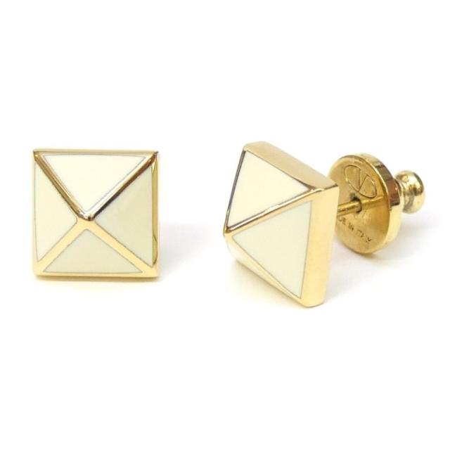 ヴァレンティノ ガラヴァーニ VALENTINO GARAVANI ロックスタッズ メタル ピアス オフホワイト×ゴールド 【中古】(67254)