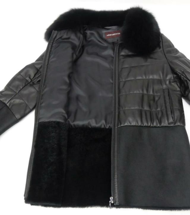 アルボレンテ ARBORENTE 高木ミンク ハーフコート 羊革ムートンコンビ フォックスファー M-Lサイズ 黒 【中古】(67463)_3