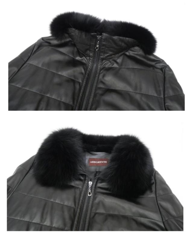 アルボレンテ ARBORENTE 高木ミンク ハーフコート 羊革ムートンコンビ フォックスファー M-Lサイズ 黒 【中古】(67463)_4