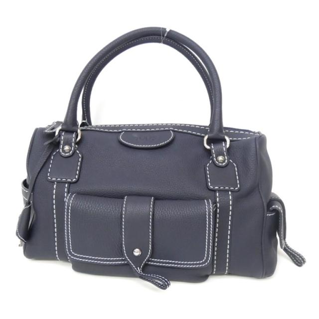 トッズ TOD’S ハンドバッグ ネイビー レザー 【中古】(67471)