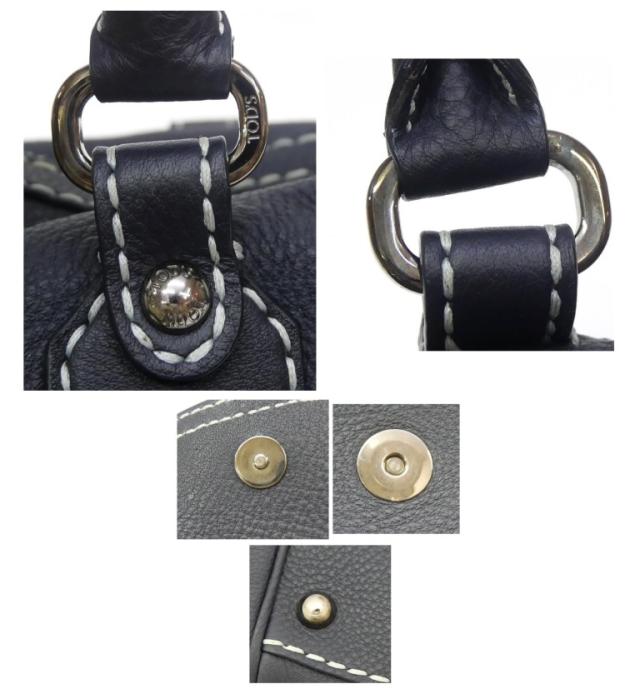 トッズ TOD’S ハンドバッグ ネイビー レザー 【中古】(67471)_9
