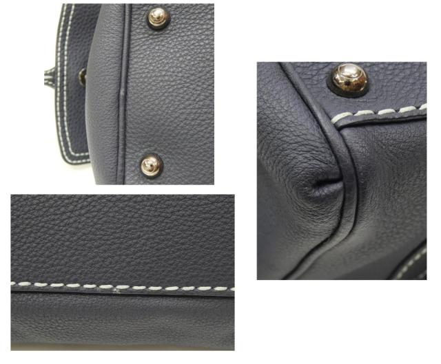 トッズ TOD’S ハンドバッグ ネイビー レザー 【中古】(67471)_12